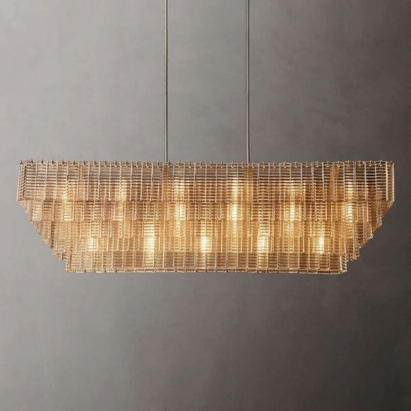 Chan Clear Rectangle Chandelier 77"
