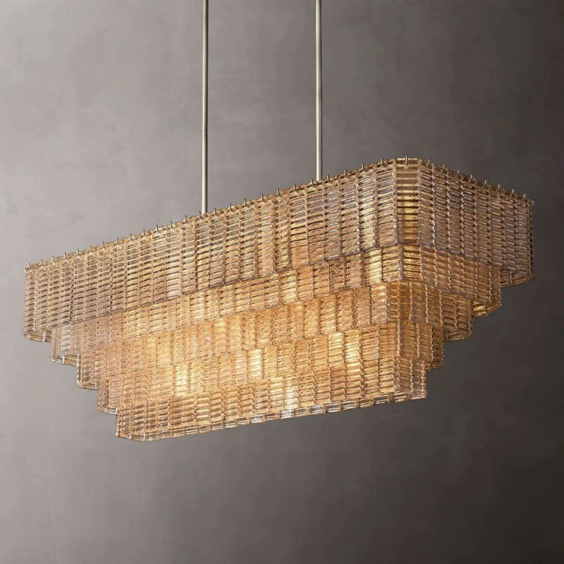 Chan Clear Rectangle Chandelier 59"
