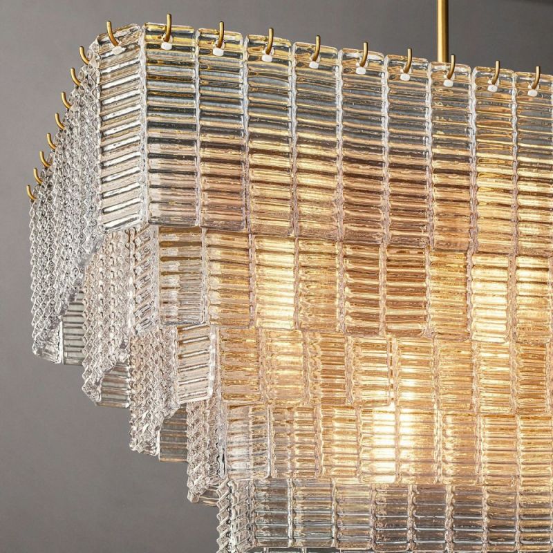 Chan Clear Rectangle Chandelier 59"