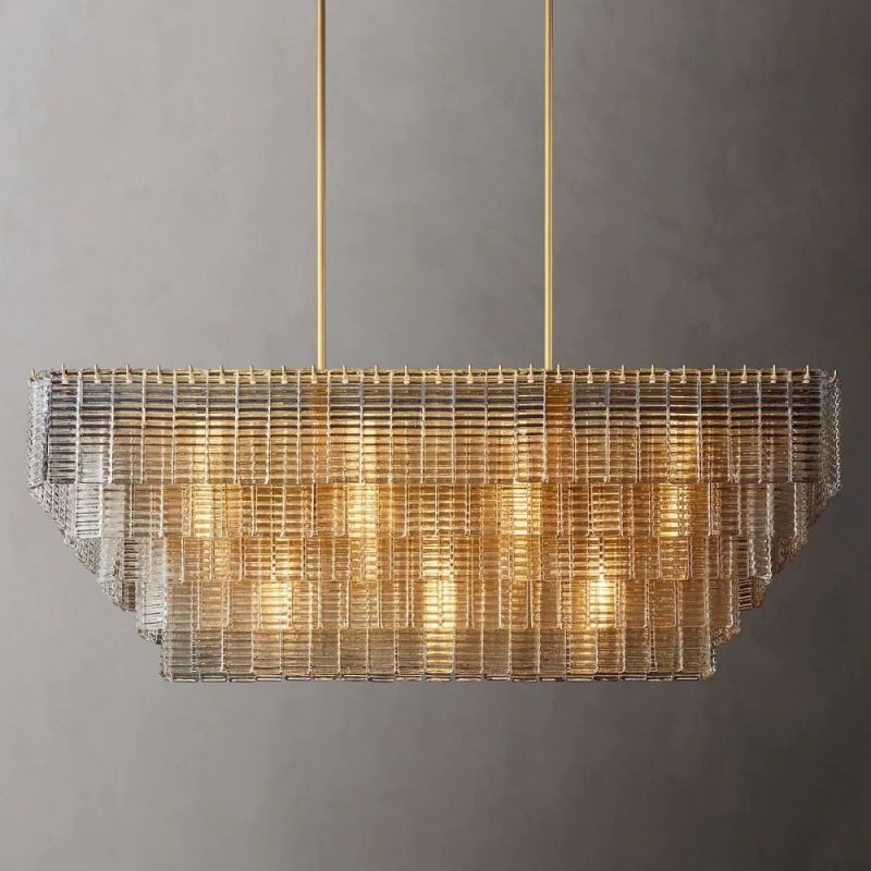 Chan Clear Rectangle Chandelier 59"
