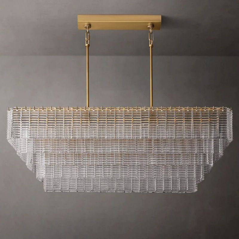 Chan Clear Rectangle Chandelier 59"