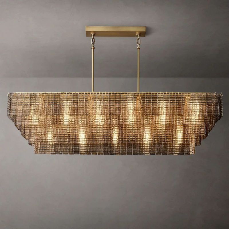 Chan Smoke Rectangle Chandelier 77"