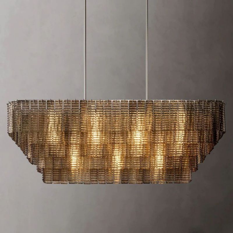 Chan Smoke Rectangle Chandelier 59"