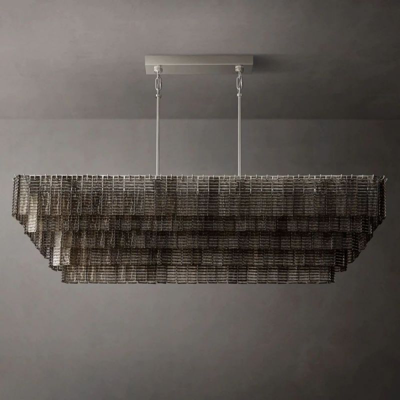 Chan Smoke Rectangle Chandelier 77"