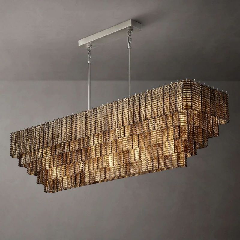 Chan Smoke Rectangle Chandelier 77"