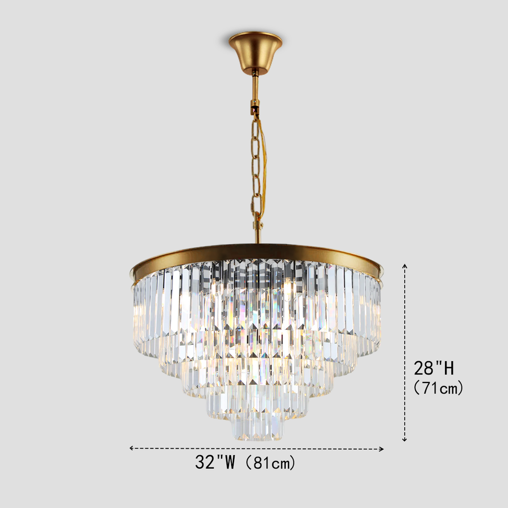 1920s Olion Multi-Tier Clear/Smoke Crystal Round Chandelier