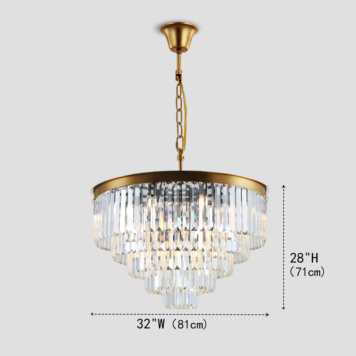1920s Olion Multi-Tier Clear/Smoke Crystal Round Chandelier