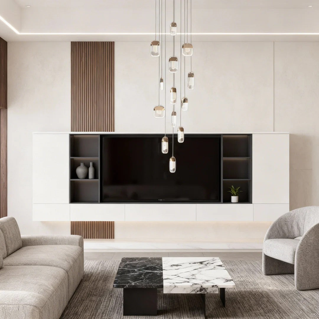 Chandelier for Staircase Full Copper Luxury Crystal Ceiling Light