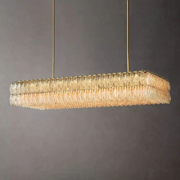 Chiara Clear Glass Rectangular Chandelier 74" For Living Room