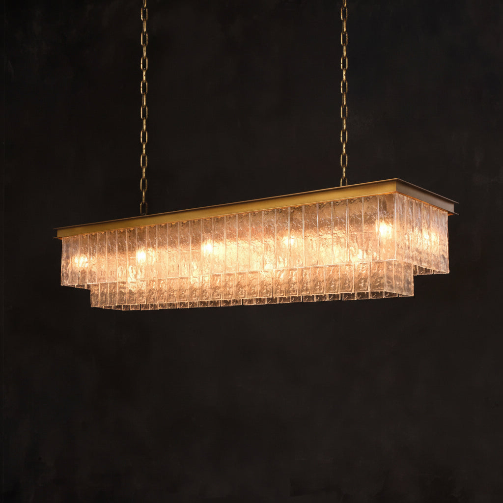 Claira Glass Rectangular Chandelier 41"49"52"72"- Kimoylights