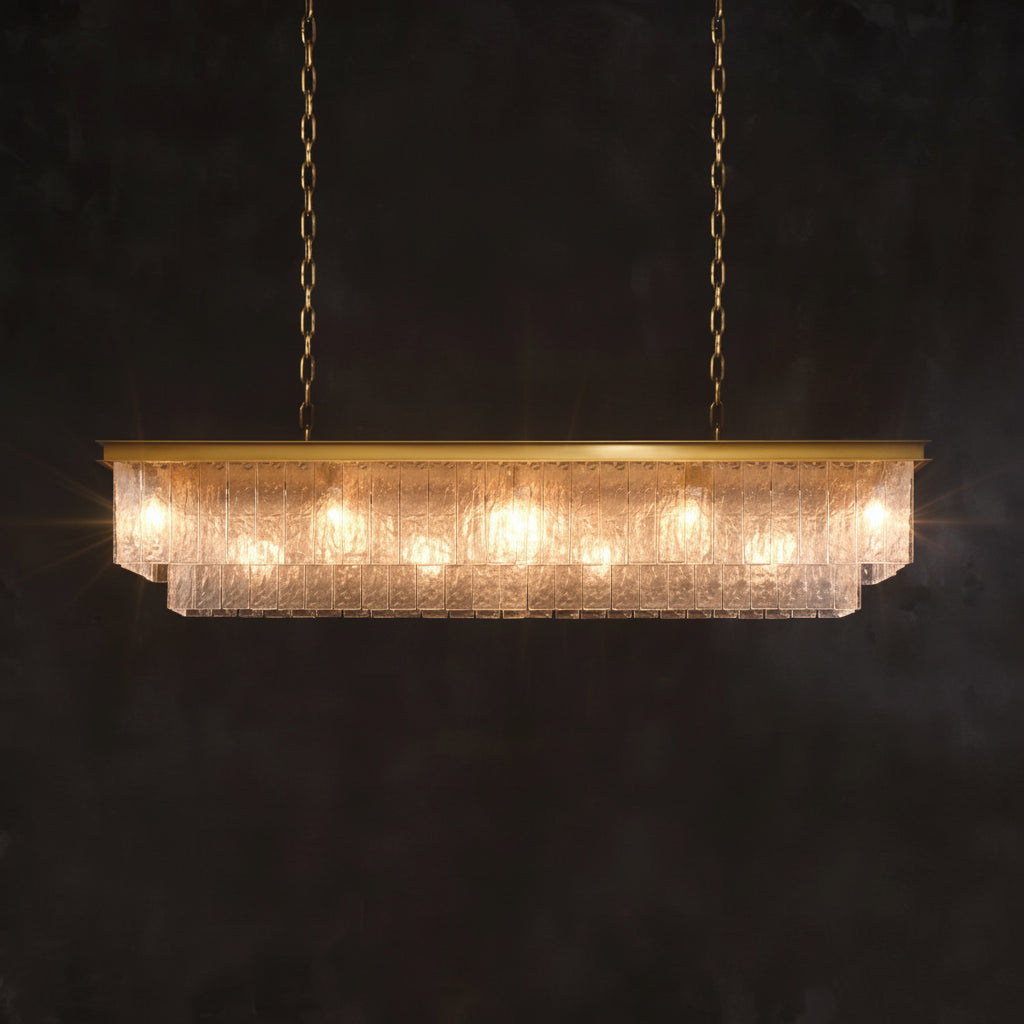 Claira Glass Rectangular Chandelier 41"49"52"72"- kimoyights