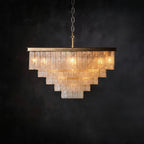 Claira Glass Square Multi-layer Chandelier- Kimoylights