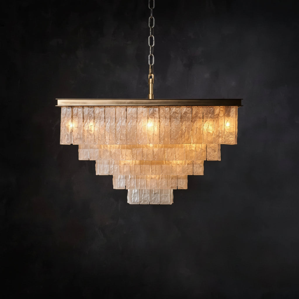 Claira Glass Square Multi-layer Chandelier- Kimoylights