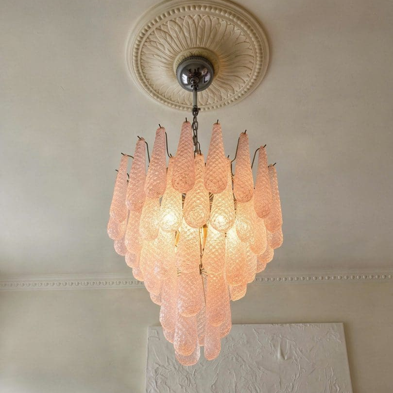 Murano Chandelier 52 Drops Pink