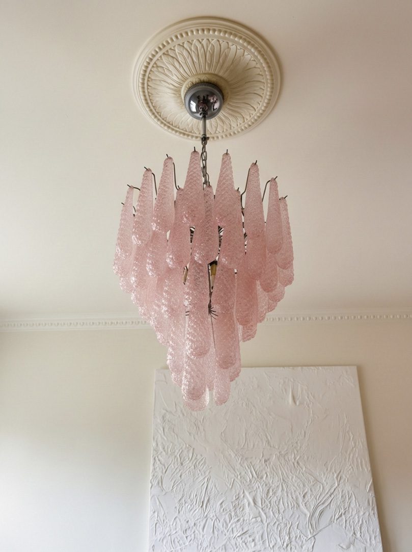 Murano Chandelier 52 Drops Pink