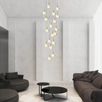 Creative Crystal Shade Three Step Dimming Nordic Staircase Chandelier