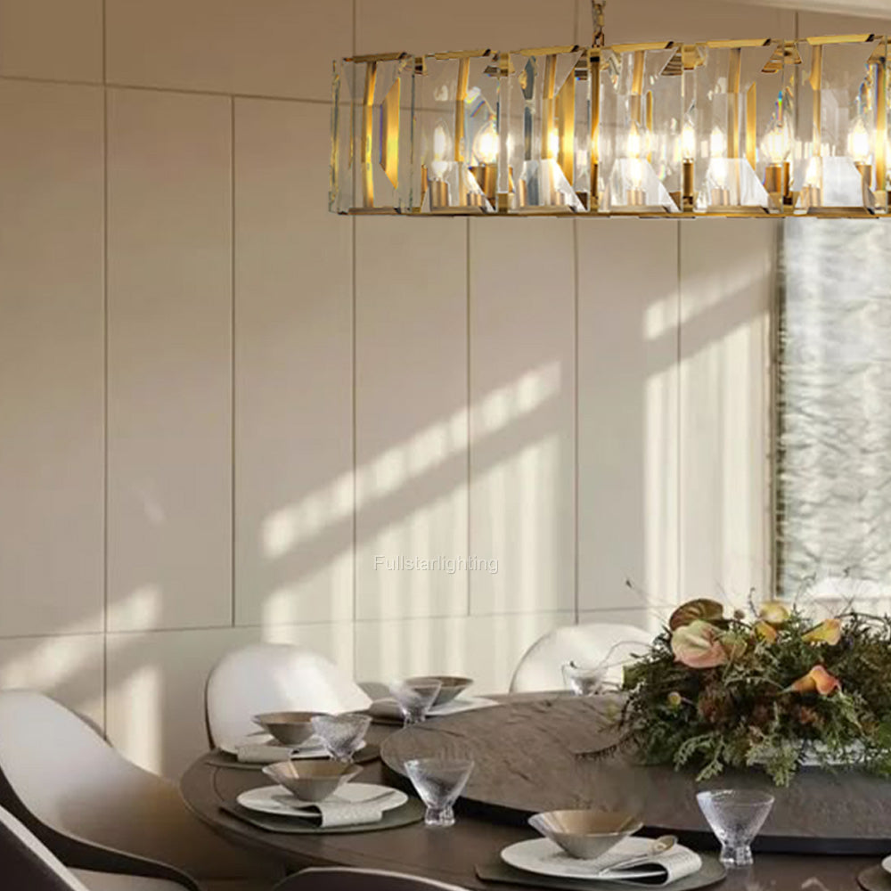 Kiko Crystal Rectangular Chandelier 62"