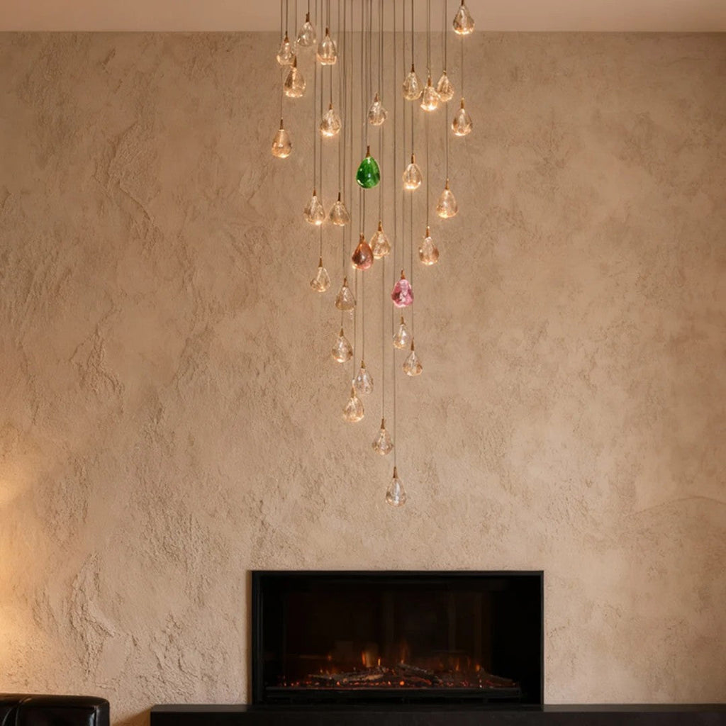 Crystal Chandelier for Staircase Luxury LED Ceiling Light