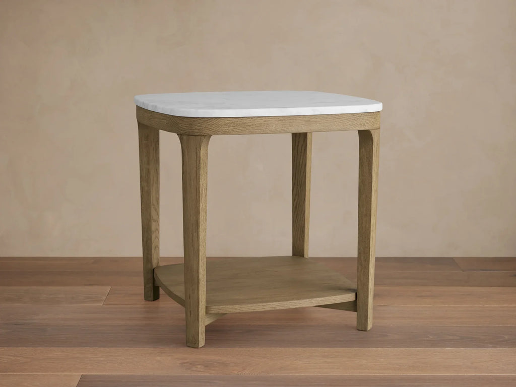 Danny 18" End Table Oak with Marble Top Modern Living Furniture