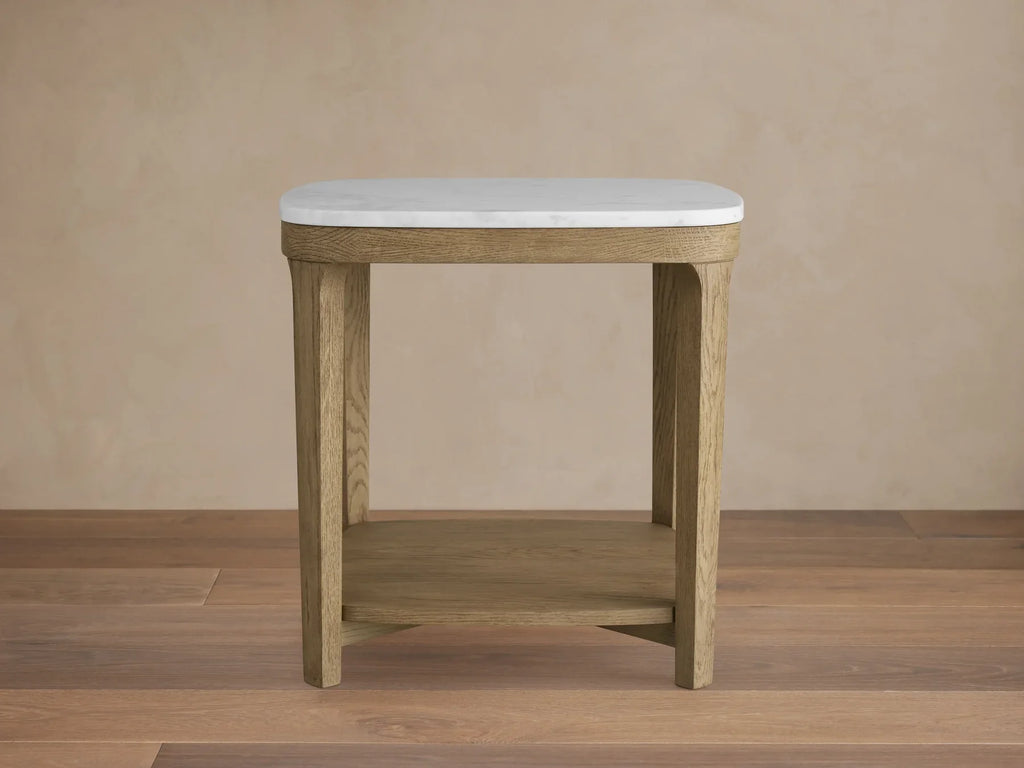 Danny 18" End Table Oak with Marble Top Modern Living Furniture