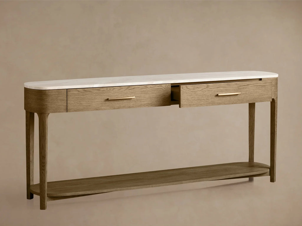 Danny Console Table Oak with Marble Top Rectangular Living Furniture