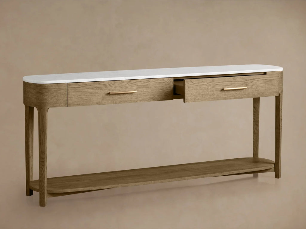 Danny Console Table Oak with Marble Top Rectangular Living Furniture