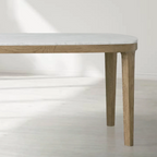 Danny Rectangular Marble Top Dining Table with Oak Wood Base
