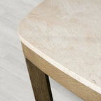 Danny Rectangular Marble Top Dining Table with Oak Wood Base