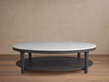Danny Round Coffee Table Oak Wood Marble Top Contemporary Style
