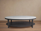 Danny Round Coffee Table Oak Wood Marble Top Contemporary Style