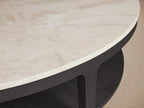Danny Round Coffee Table Oak Wood Marble Top Contemporary Style