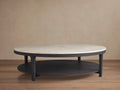 Danny Round Coffee Table Oak Wood Marble Top Contemporary Style
