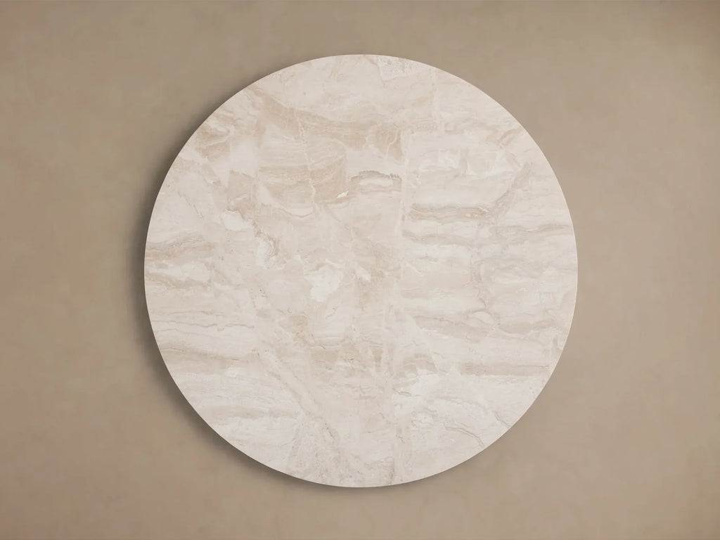 Danny Round Coffee Table Oak Wood Marble Top Contemporary Style