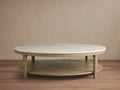 Danny Round Coffee Table Oak Wood Marble Top Contemporary Style