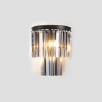1920s Tedem 2-Tier Crystal Semi-Round Sconce