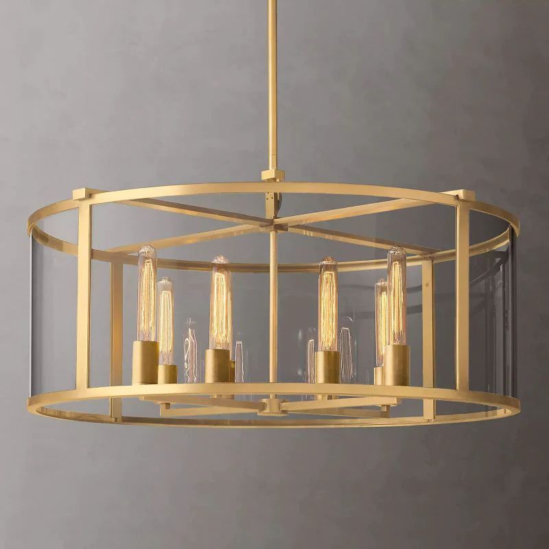 Deckman Glass Lantern Modern Round Chandelier 33"