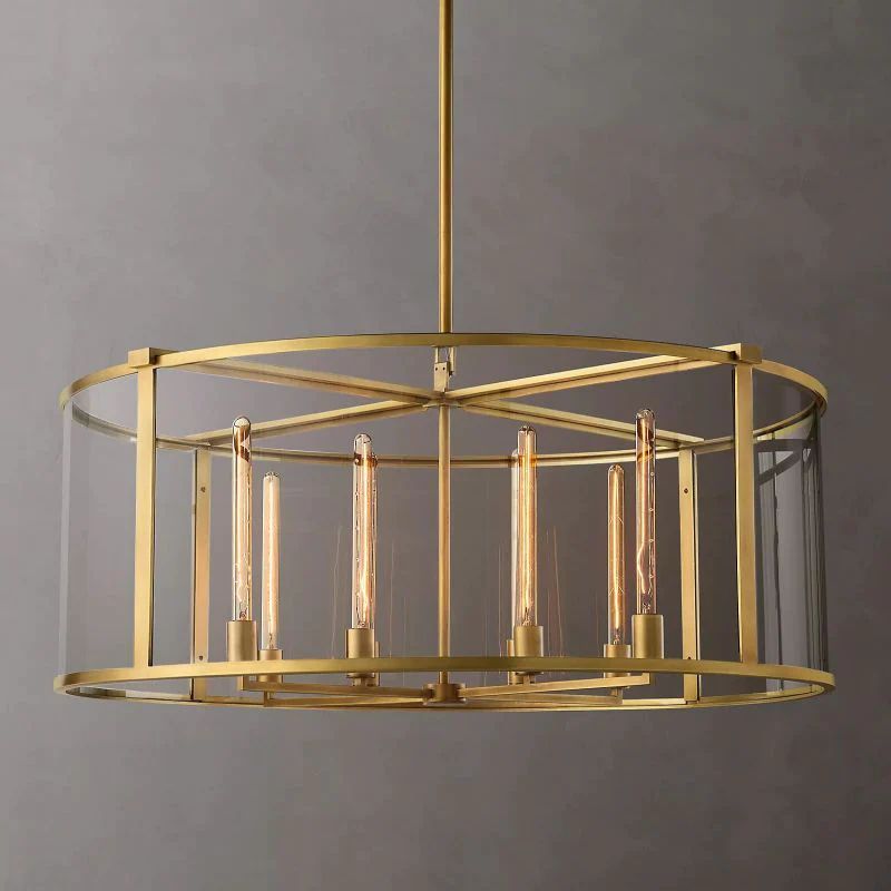 Deckman Glass Lantern Modern Round Chandelier 44"