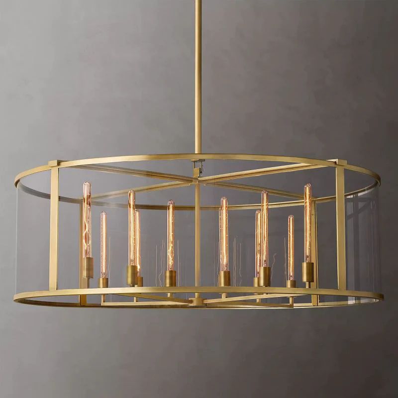 Deckman Glass Lantern Modern Round Chandelier 55"