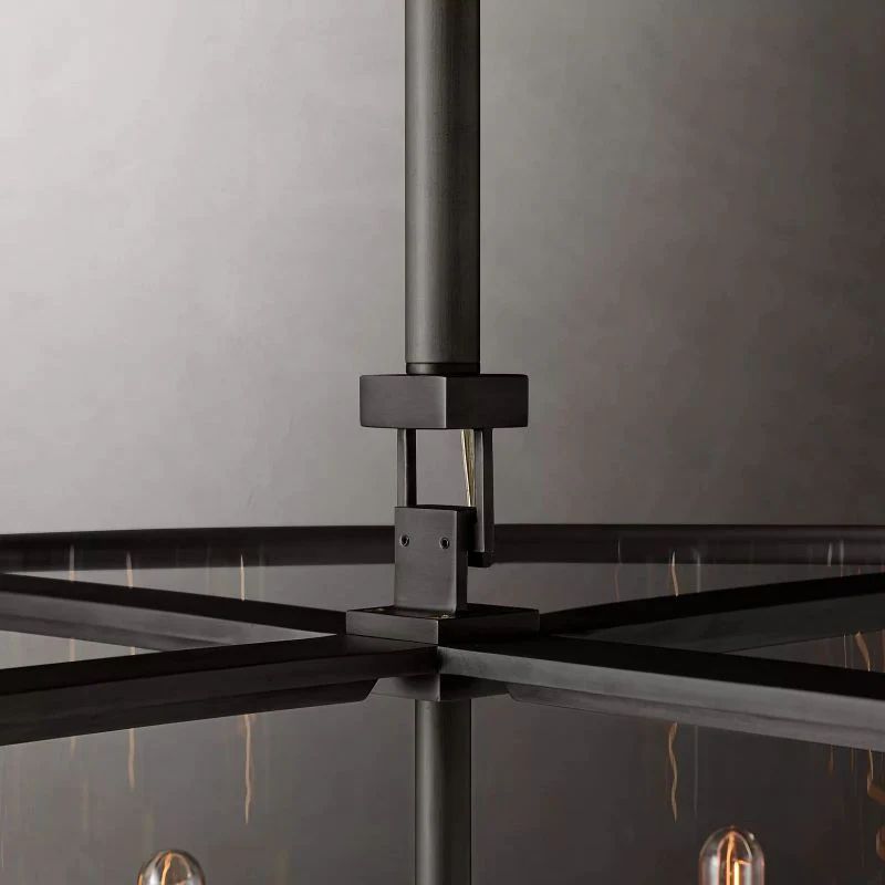 Deckman Glass Lantern Modern Round Chandelier 55"