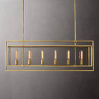 Deckman Glass Lantern Rectangular Chandelier 54"