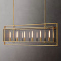 Deckman Glass Lantern Rectangular Chandelier 54"
