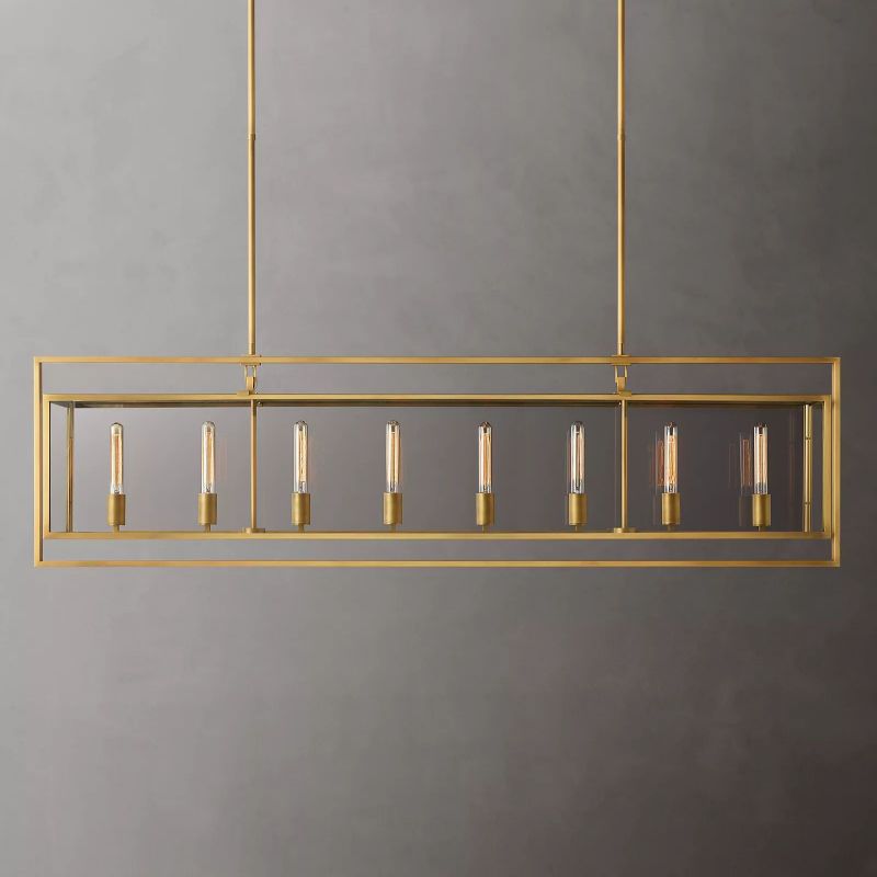 Deckman Glass Lantern Rectangular Chandelier 72"