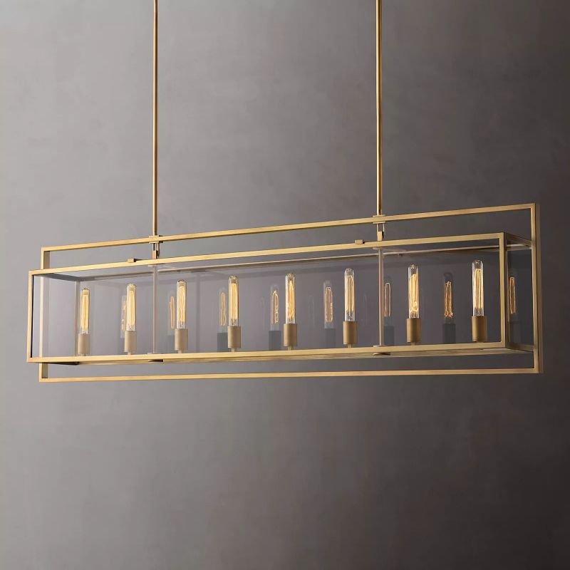 Deckman Glass Lantern Rectangular Chandelier 72"