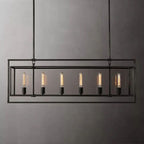 Deckman Glass Lantern Rectangular Chandelier 41"(Customization)