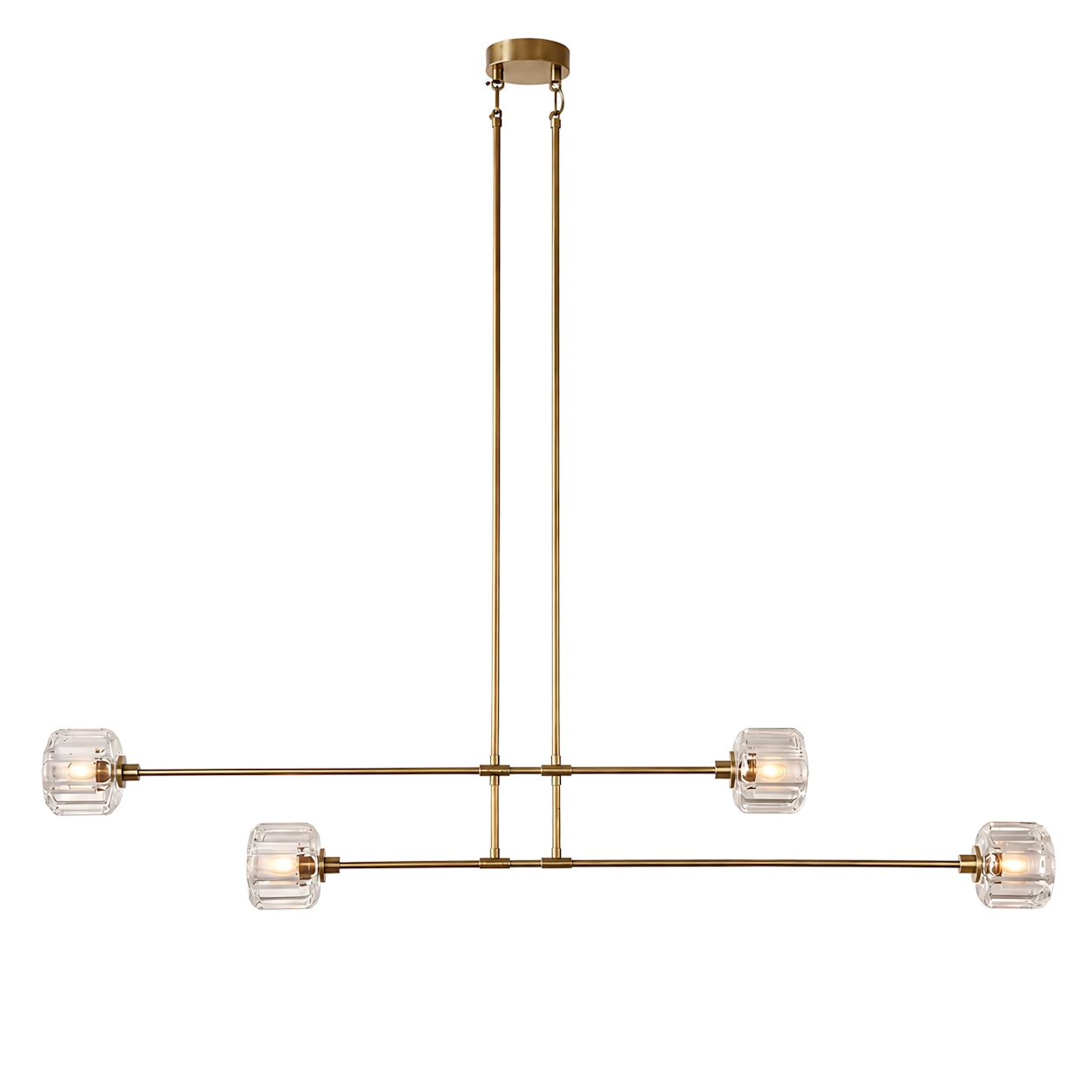 Demeart Mobile Linear Chandelier with Faceted Glass Shades
