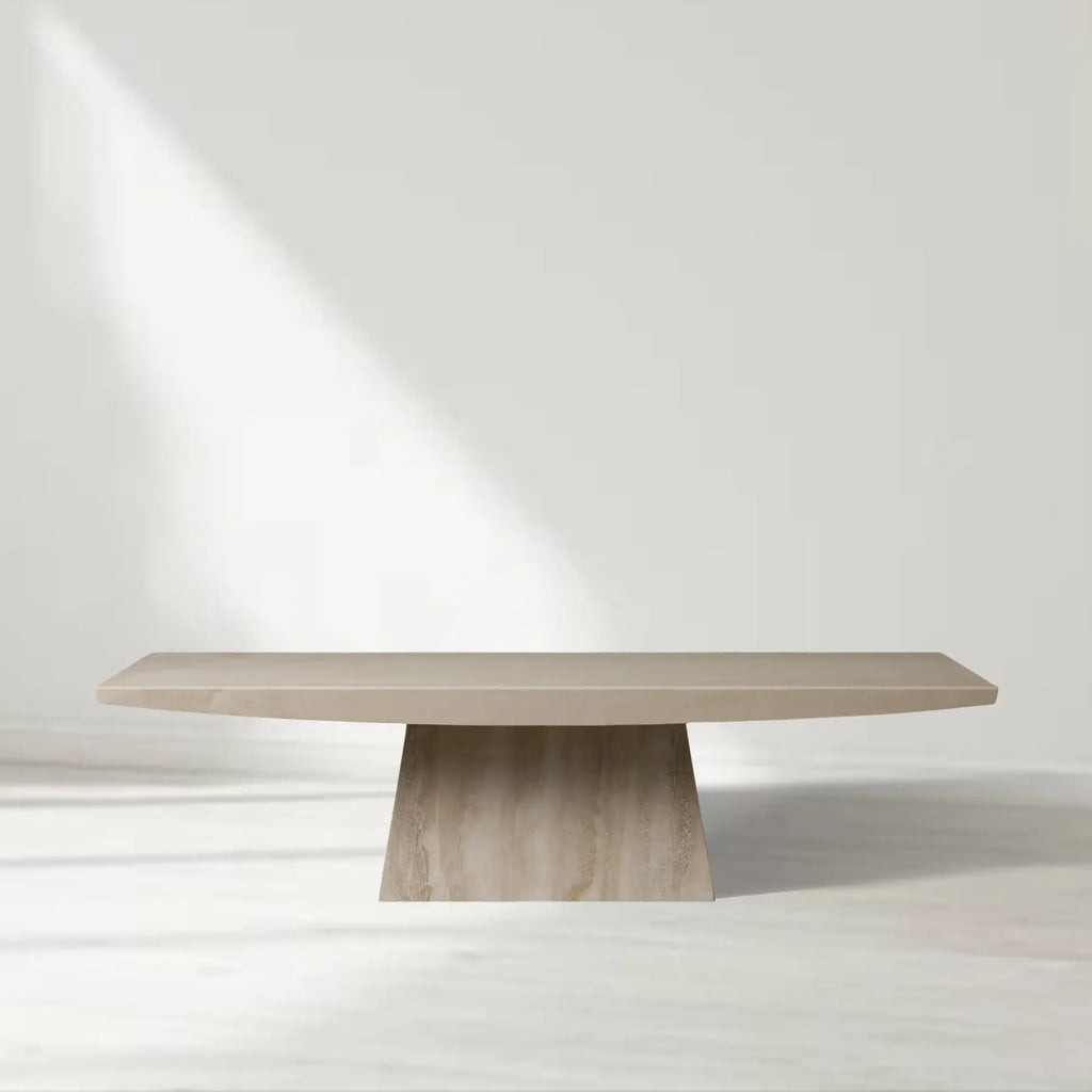 Elara Solid Travertine Pedestal Coffee Table