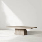 Elara Solid Travertine Pedestal Coffee Table