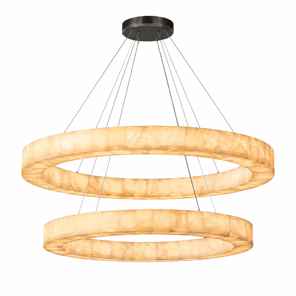 Erater 2-Tier Round Calcite Chandelier 48"