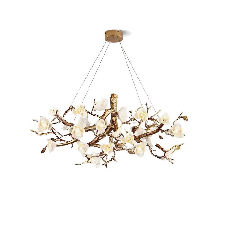 Flower Bloom Branch Brass Chandelier - kimoylights
