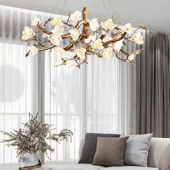 Flower Bloom Branch Brass Chandelier  - kimoylights